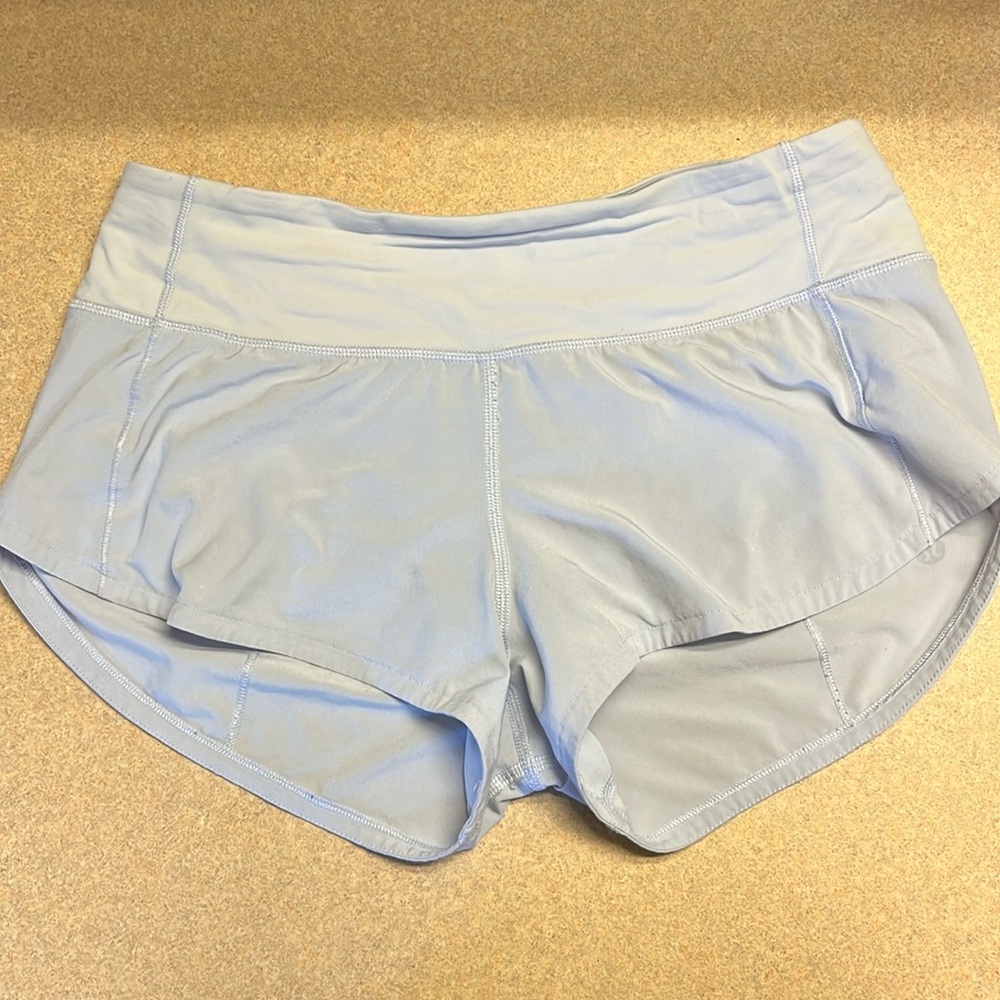 Light purple Lululemon Speedup shorts